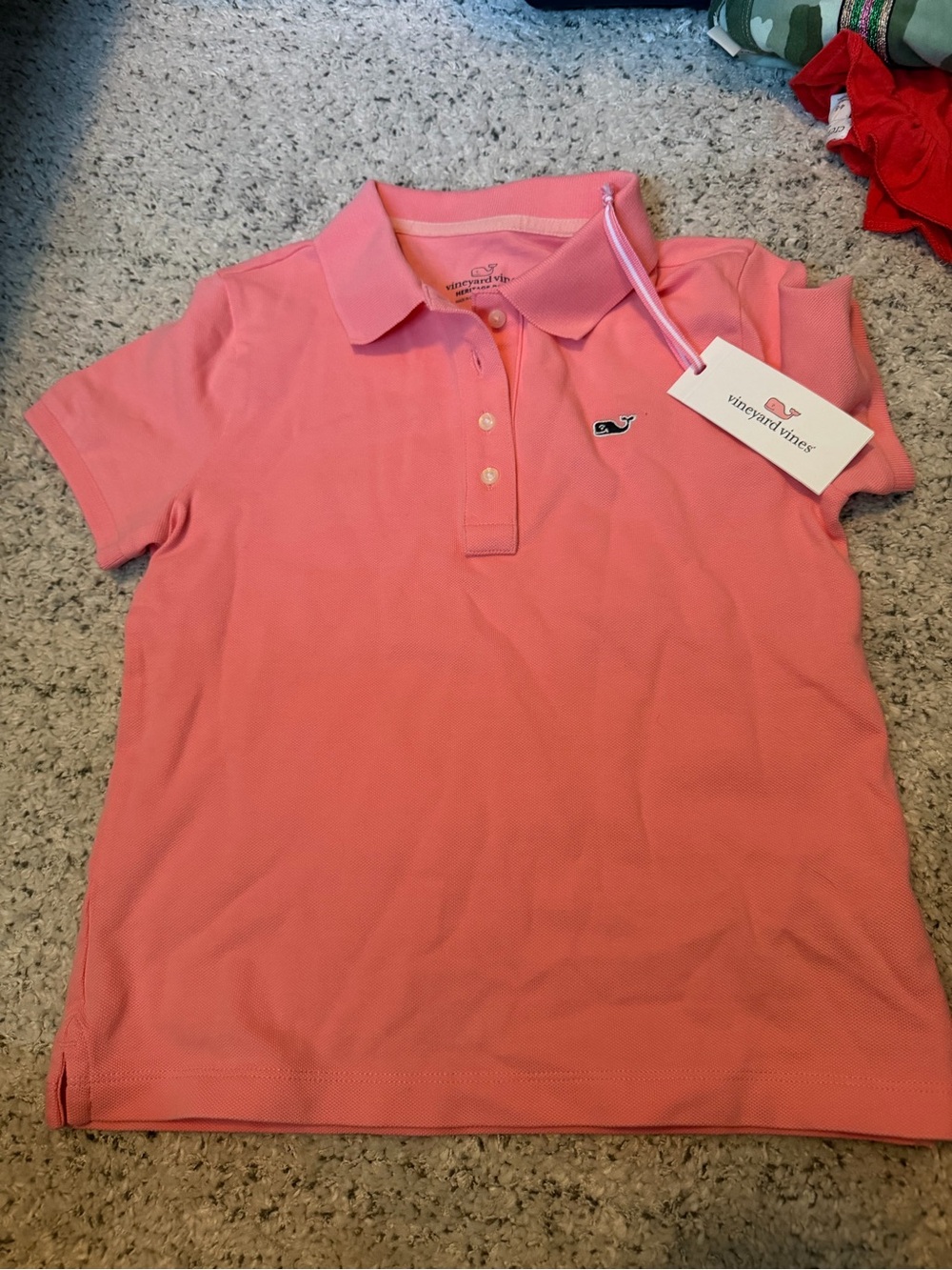 Vineyard Vines Kids peach Pink Polo Shirt size small 7 / 8